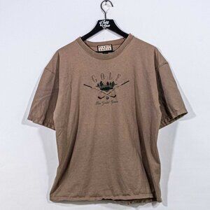 Vtg 90s Golf Cross Clubs T-Shirt Large Made in USA Tonal Single Stitch